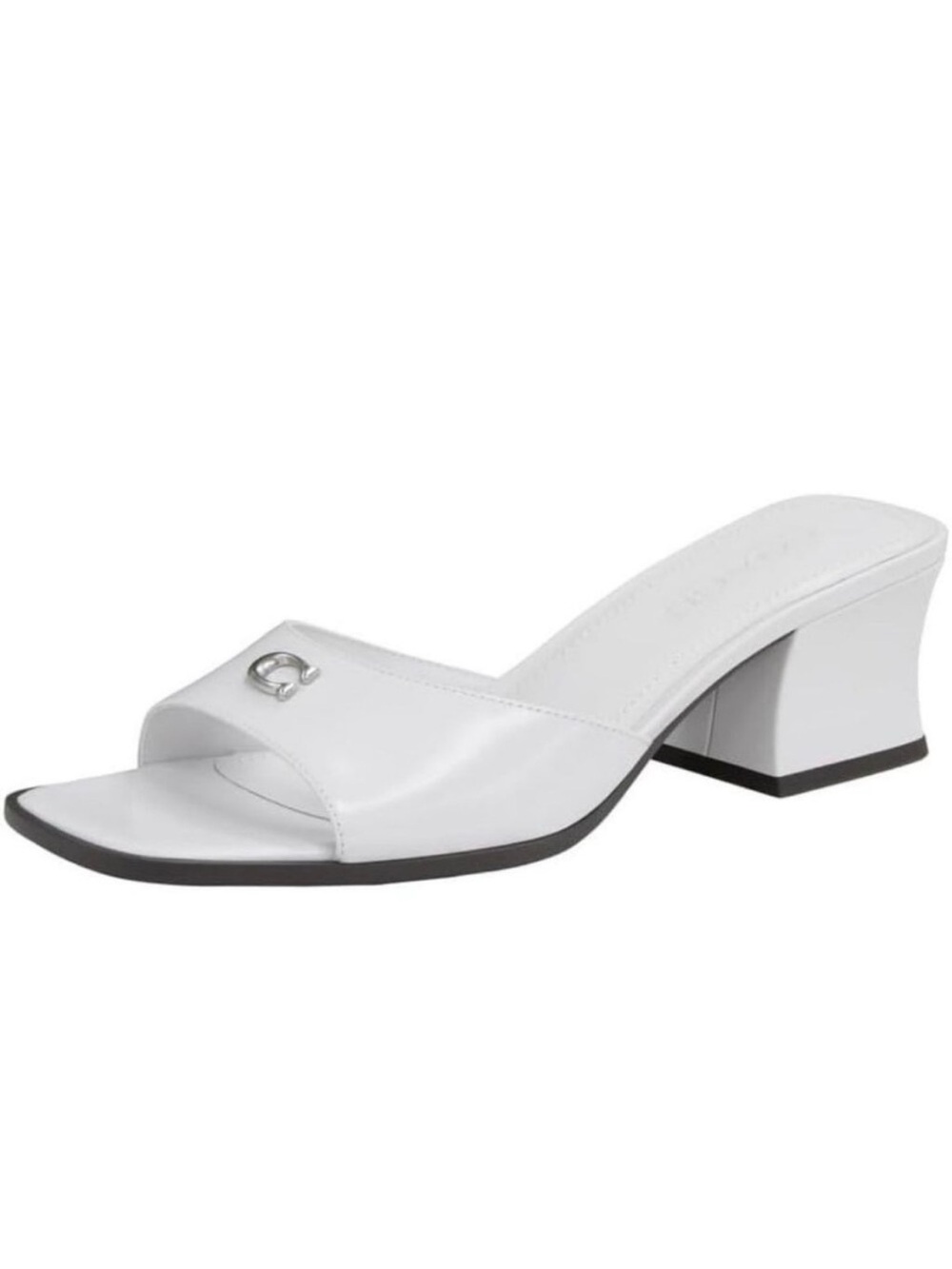 NWOTβ Coach Women's Sculpted C Block Heel Sandal Heeled, Optic White